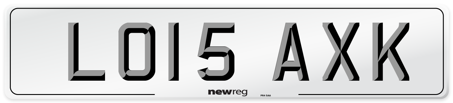 LO15 AXK Number Plate from New Reg